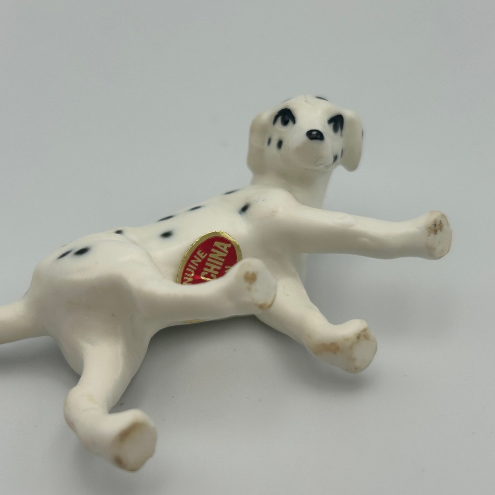 Vintage Miniature Bone China Dalmatian Fire Dog Figurine Mini Japan Stocking 101